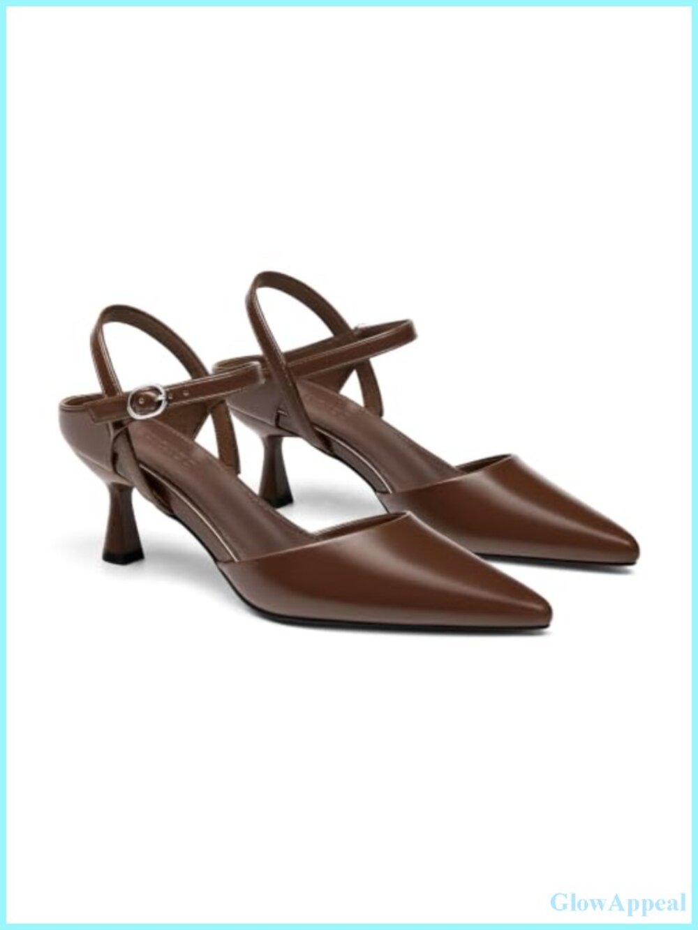 Womens Kitten Heel Pumps Adjustable Strap Pointed Toe Dress Shoes